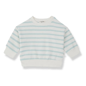 1+ in the family – Gestreiftes Marroig Sweatshirt | Mandelgrün