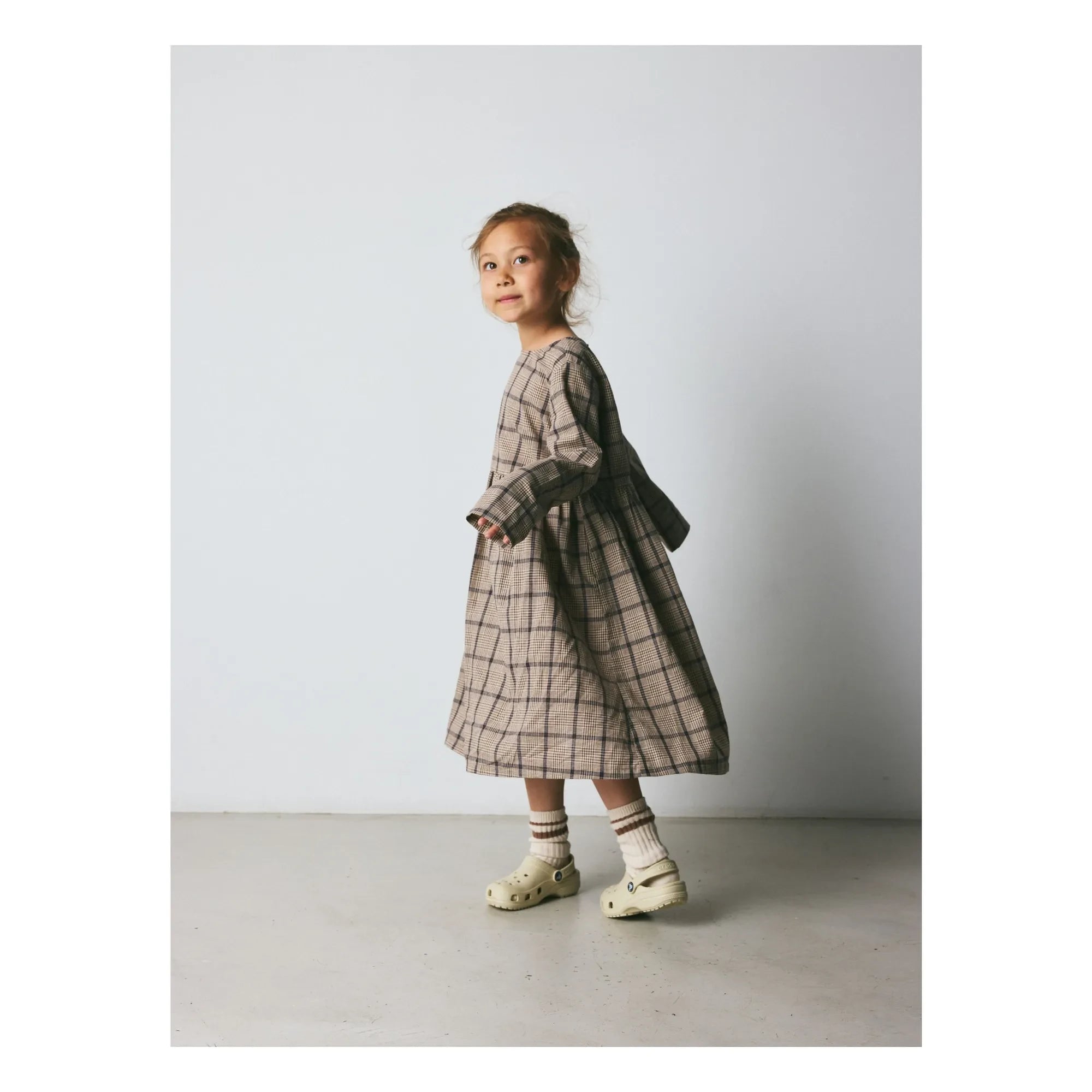 brunobruno nation - Vita Kleid Leinen und Bio-Baumwolle Karos | Braun