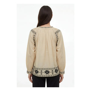 Hod - Natalia Cotton Embroidered Blouse | Champagne