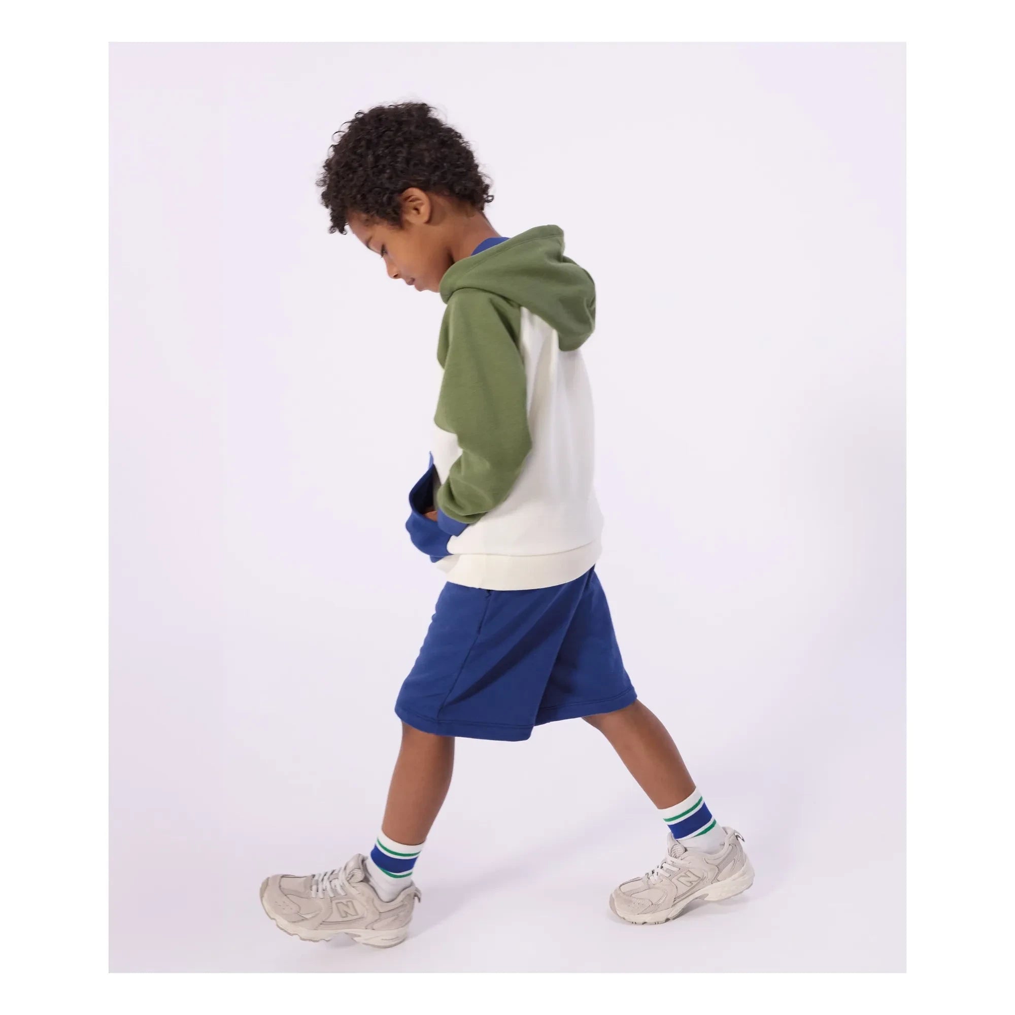 Petit Bateau – Colorblock Sweatshirt aus Molton | Ecru