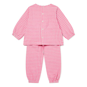 Sleepy Doe - Gingham Seersucker Organic Cotton Pajamas | Pink