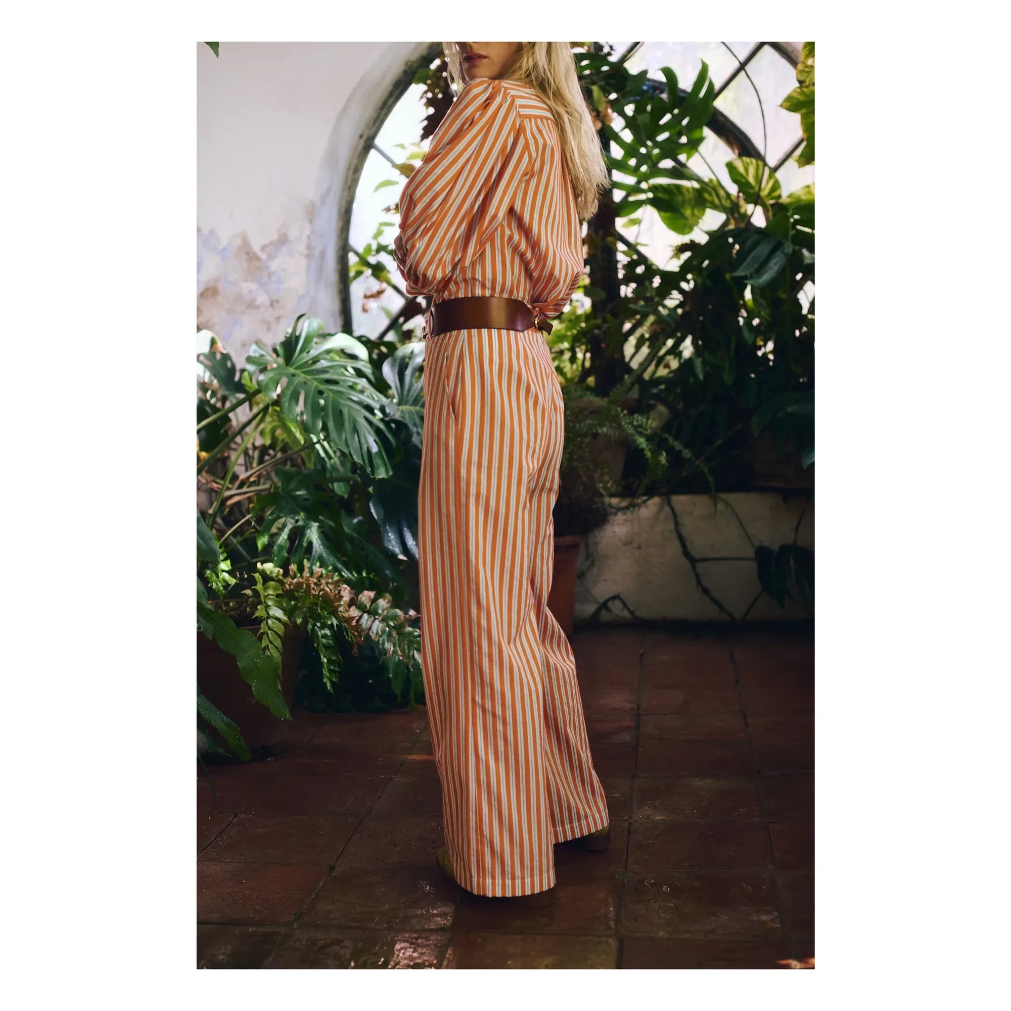 Maria de la Orden - Romeo Gestreifte Baumwollhose | Orange