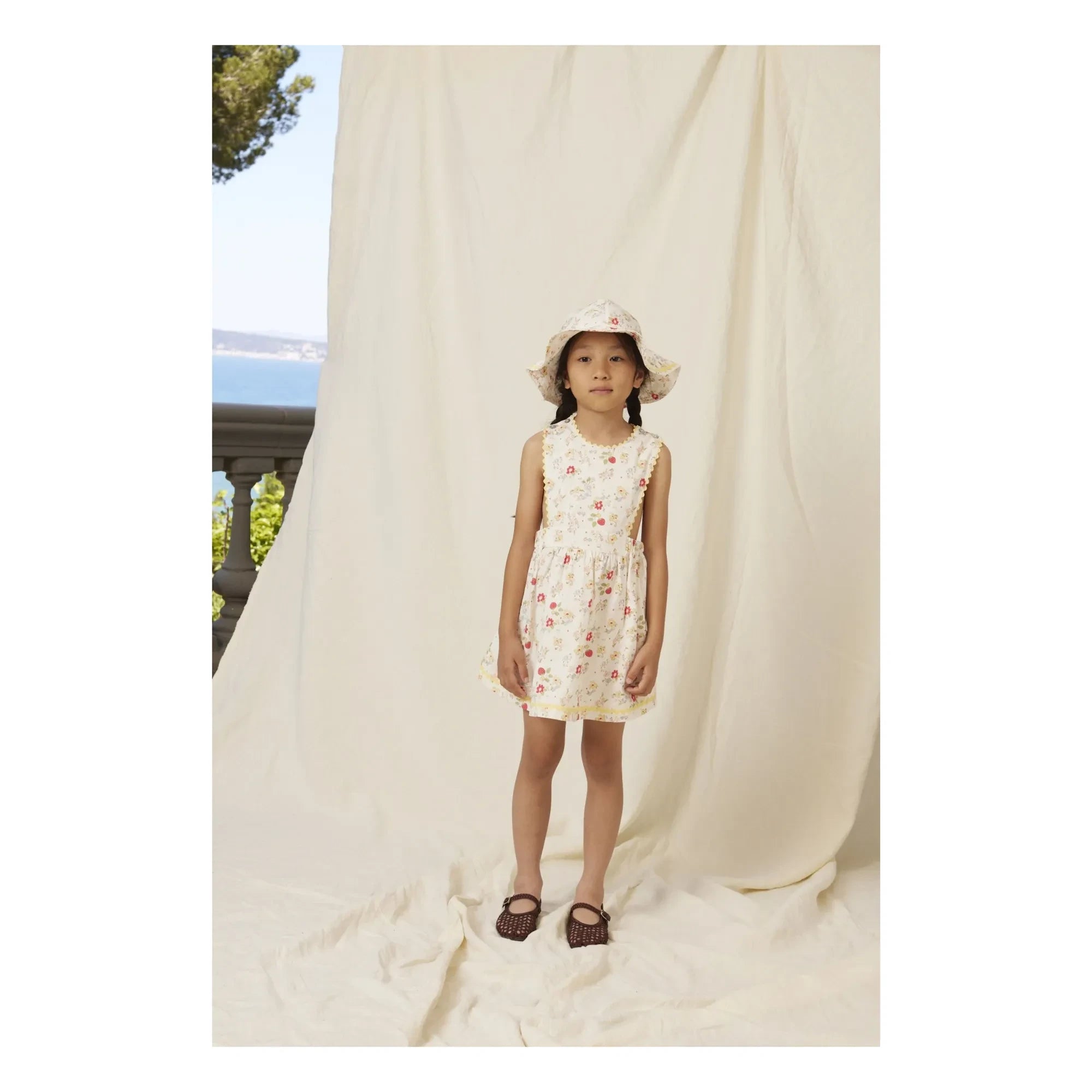 Bebe Organic - Annice Fleurie Ruffle Apron Dress | White
