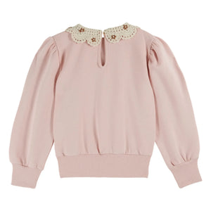 Emile et Ida - Claudine Yaka Sweatshirt Organik Pamuk | Pembe