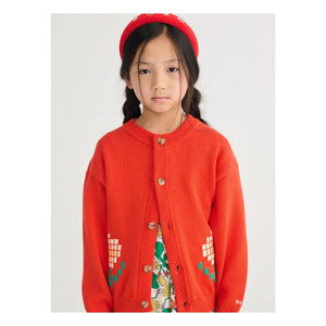 Bobo Choses - Bio-Baumwoll-Cardigan mit Gänseblümchen | Rot