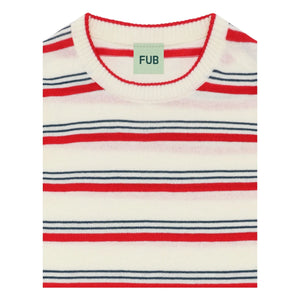 FUB - Gestreiftes T-Shirt extrafeiner Netzstoff Bio-Baumwolle | Rot