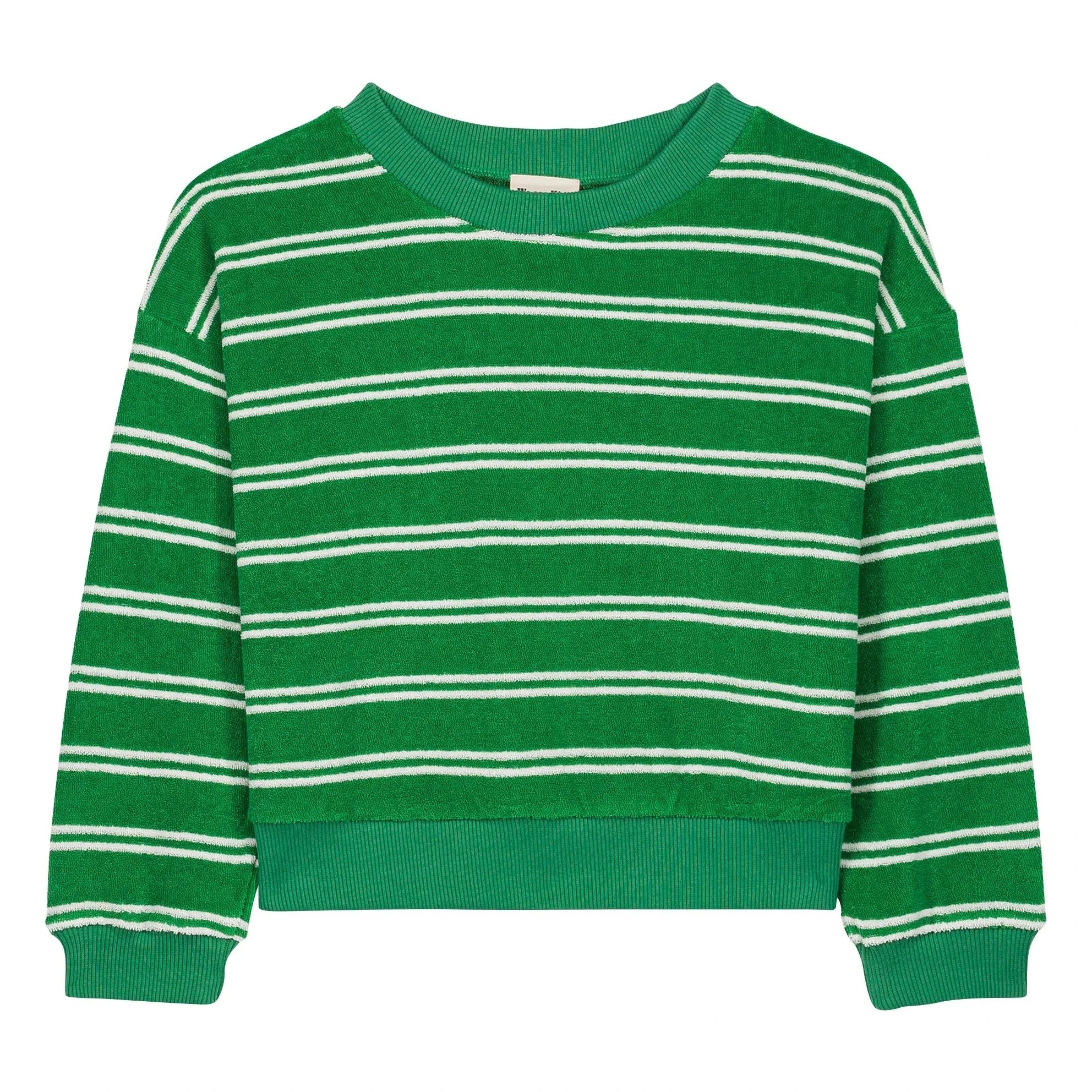 We Are Kids - Nat çizgili organik pamuklu havlu sweatshirt | Yeşil