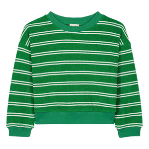 We Are Kids - Nat çizgili organik pamuklu havlu sweatshirt | Yeşil