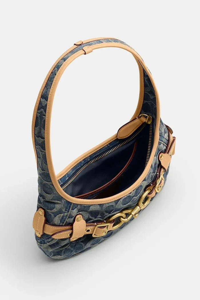 Coach Belted Ergo Shoulder Bag 26 denim kadın hobo çanta