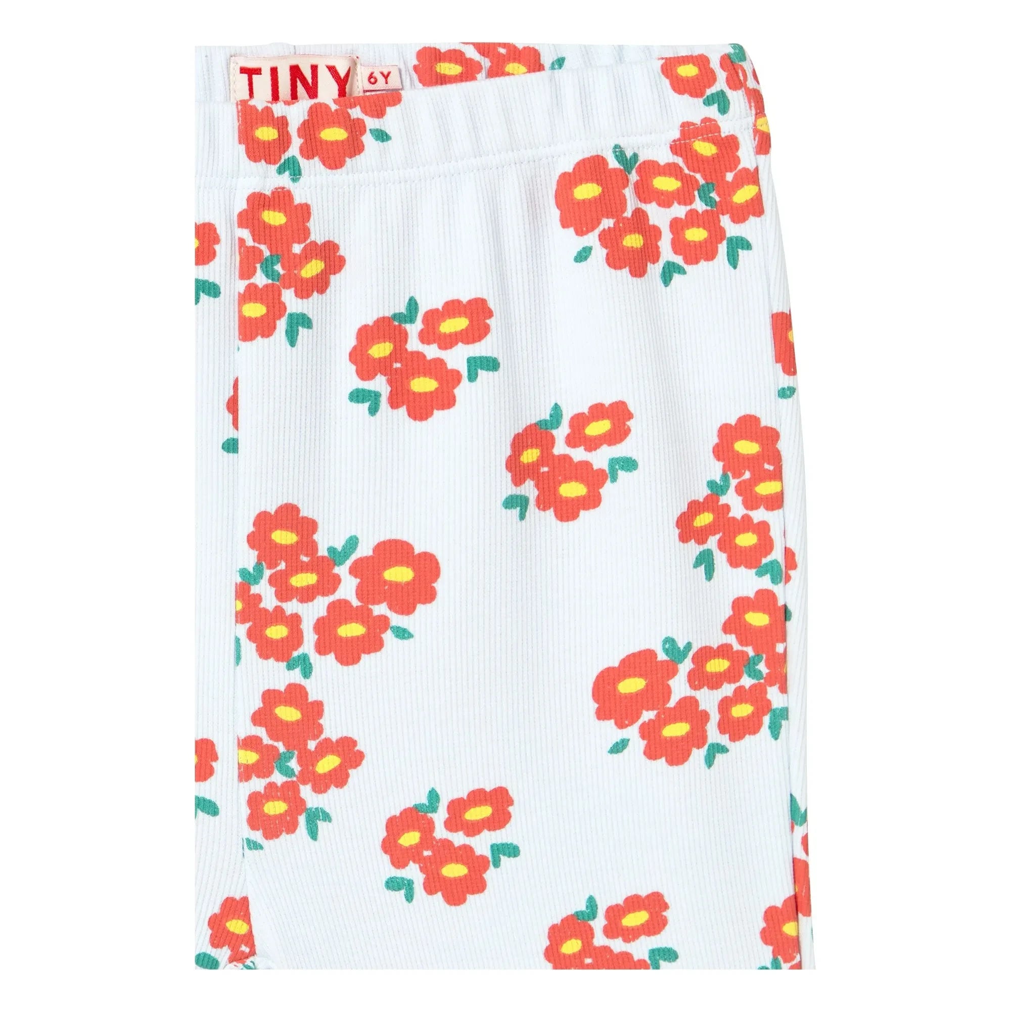 Tinycottons - Çiçek Desenli Fitilli Organik Pamuk Flare Pantolon | Açık mavi