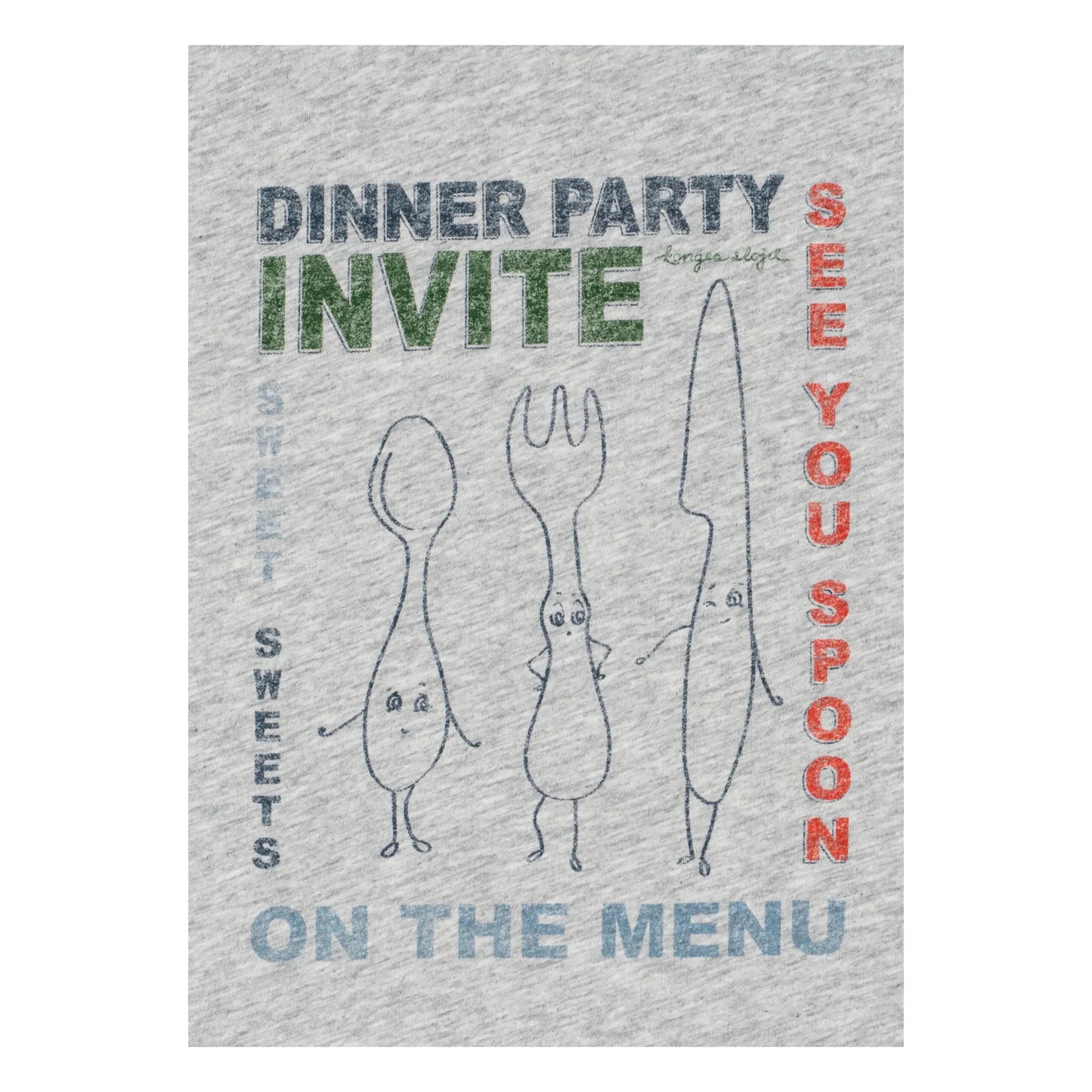 Konges Sløjd - Famo Dinner Party organik pamuk Tişört | Gri melanj