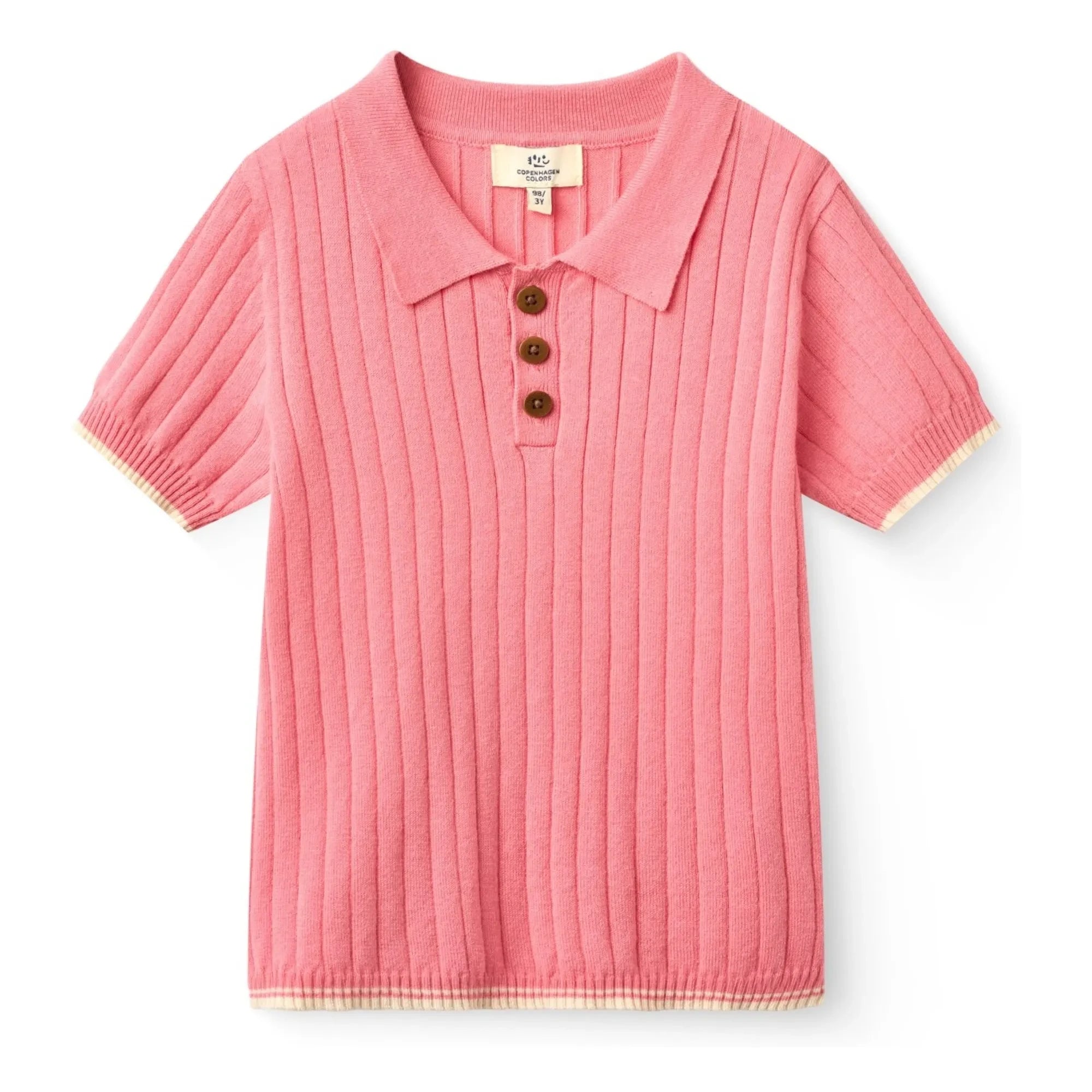 Copenhagen Colors - Ribbed Organic Cotton Polo T-Shirt | Soft Pink
