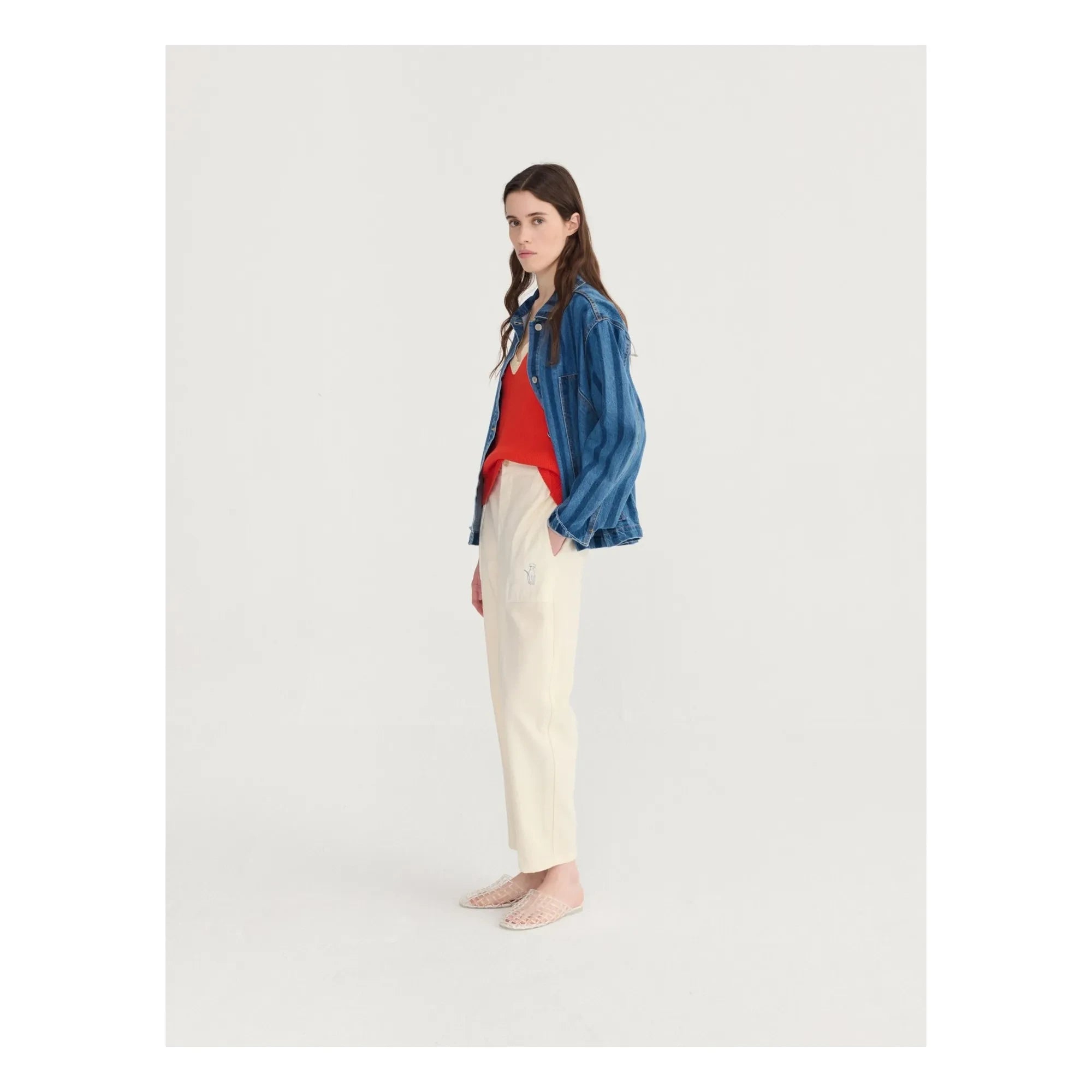 Bobo Choses - Blue Denim Striped Organic Cotton Jacket
