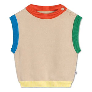 Repose AMS - Ärmelloser Strickpullover mit Farbblock | Beige