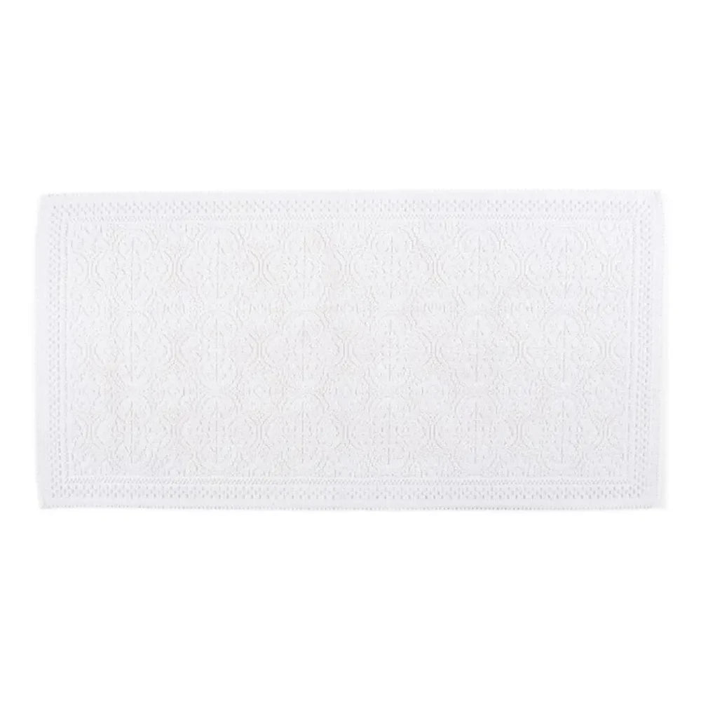 Haomy - Embossed Patterned Cotton Bath Mat 55x110cm | White