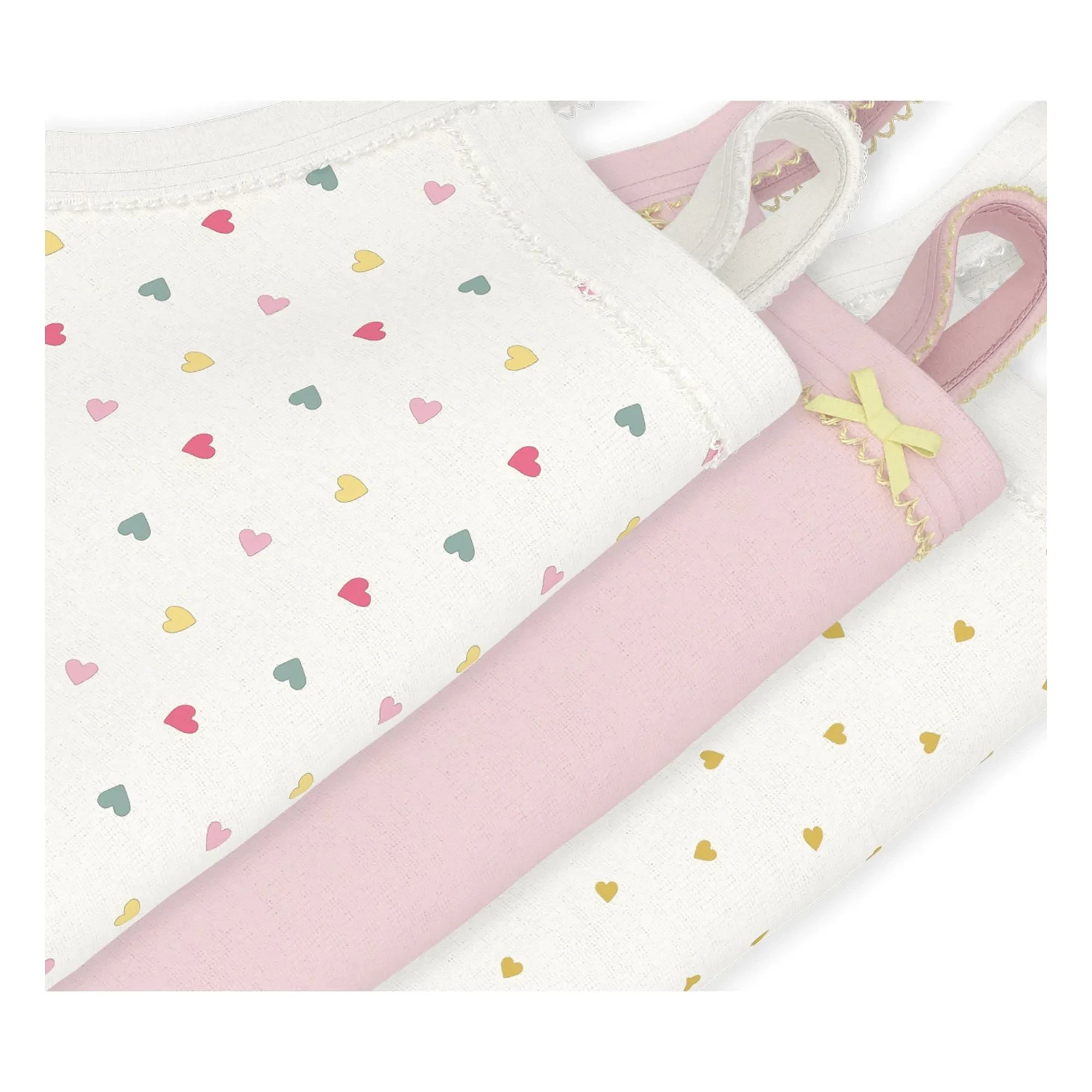 Petit Bateau - 3'lü Organik Pamuk Kalp Askılı Body Seti | Beyaz