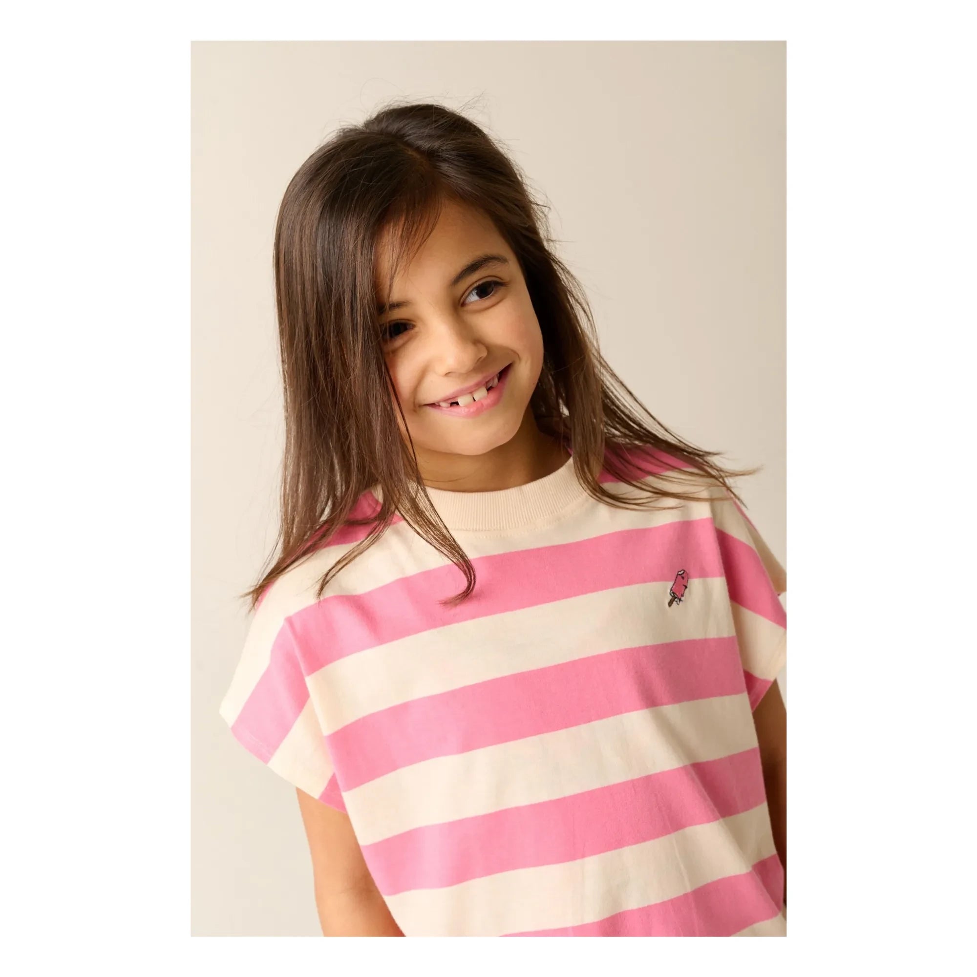 Tumble N'Dry - Colatina Oversize Çizgili Organik Pamuk Tişört | Pembe