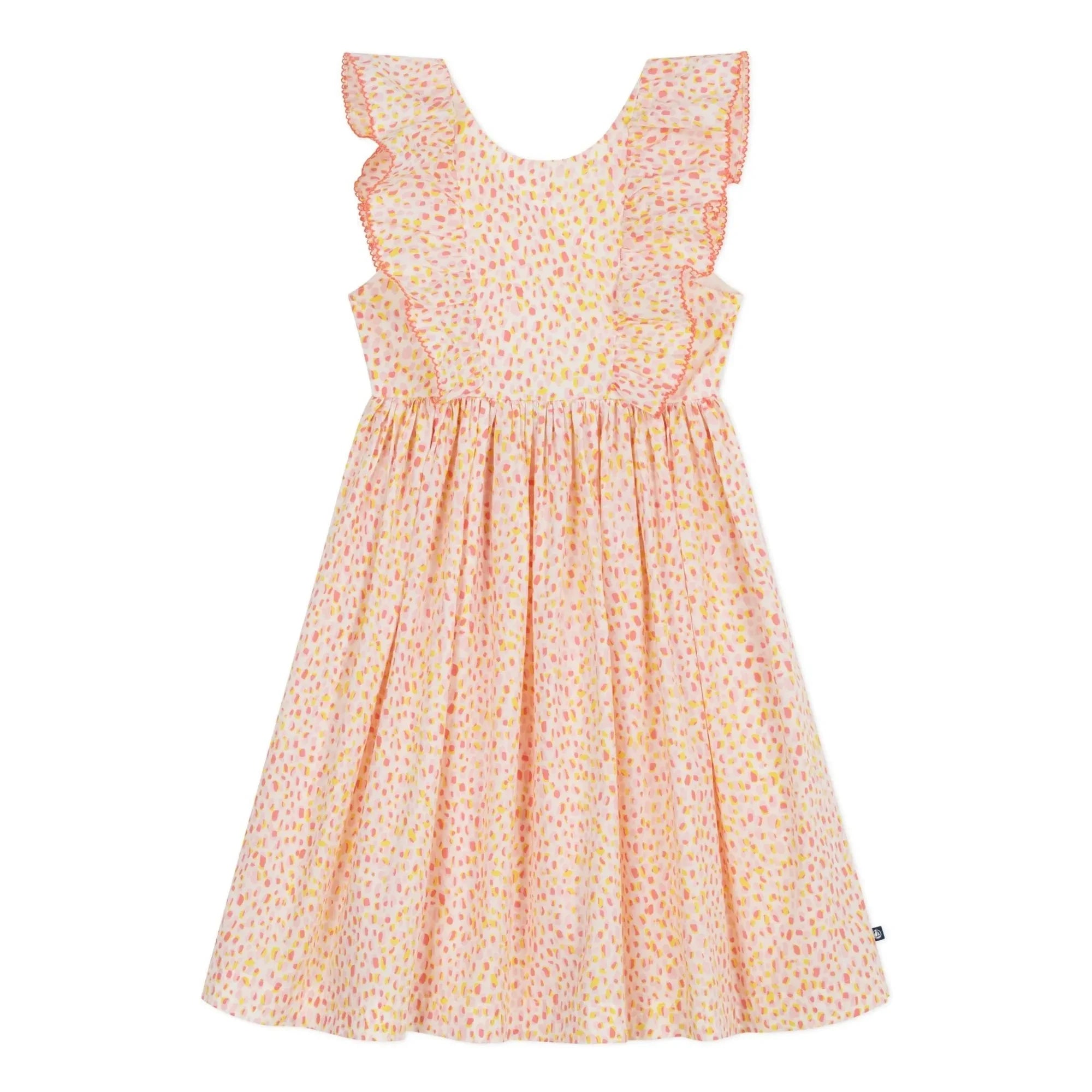 Petit Bateau – Geringeltes Kleid aus Bio-Baumwollpopeline | Koralle
