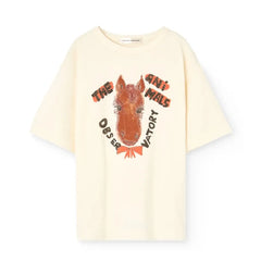 The Animals Observatory - Collie Horse Organic Cotton T-shirt | Ecru