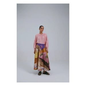 CORD - Circle Satin Cotton Skirt | Brown