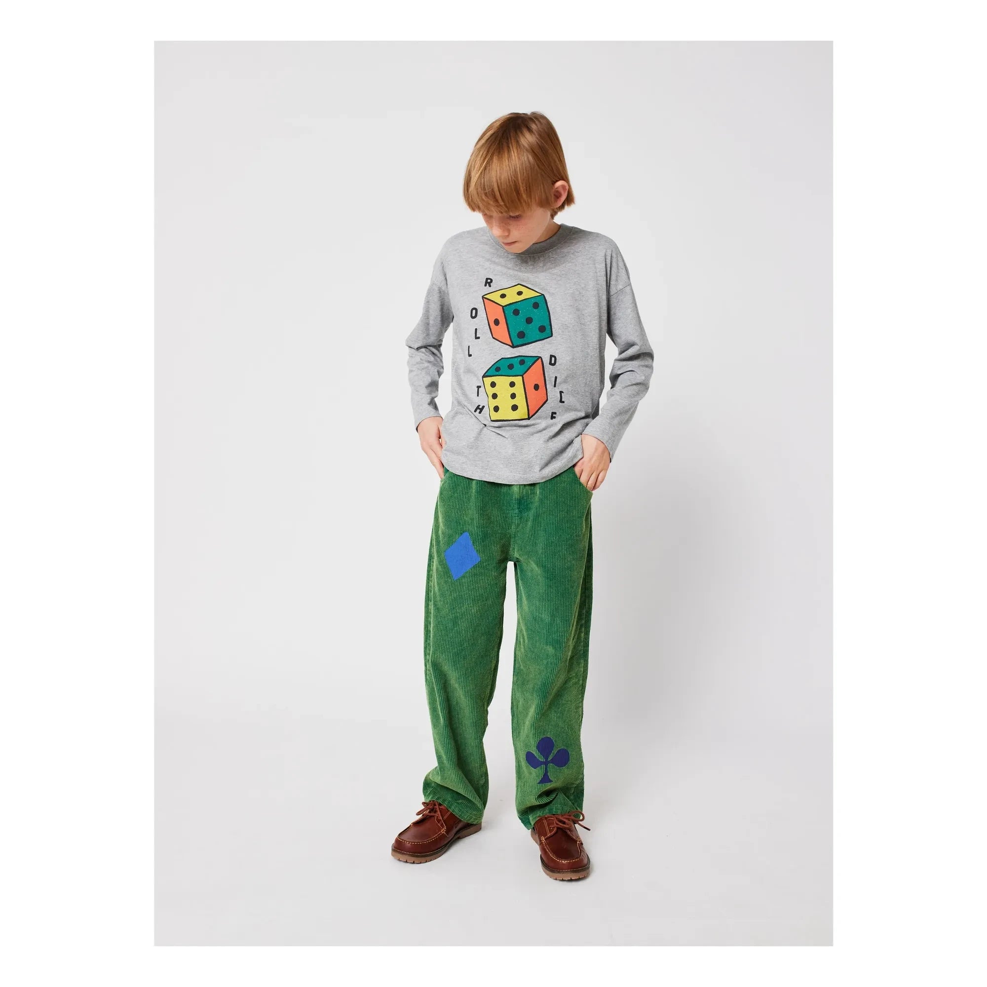 Bobo Choses - Roll The Dice Long Sleeve T-Shirt Organic Cotton | Grey Melange