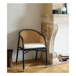 The Socialite Family - Beechwood and Bouclette Wool Cavalo Cane Armchair | Cream
