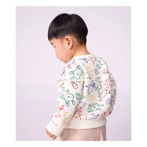 Petit Bateau - Sweat Animals Bebek Organik Pamuk | Ekru