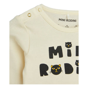 Mini Rodini - Katze Body, Jogger & Hut Set aus Bio-Baumwolle | Ecru