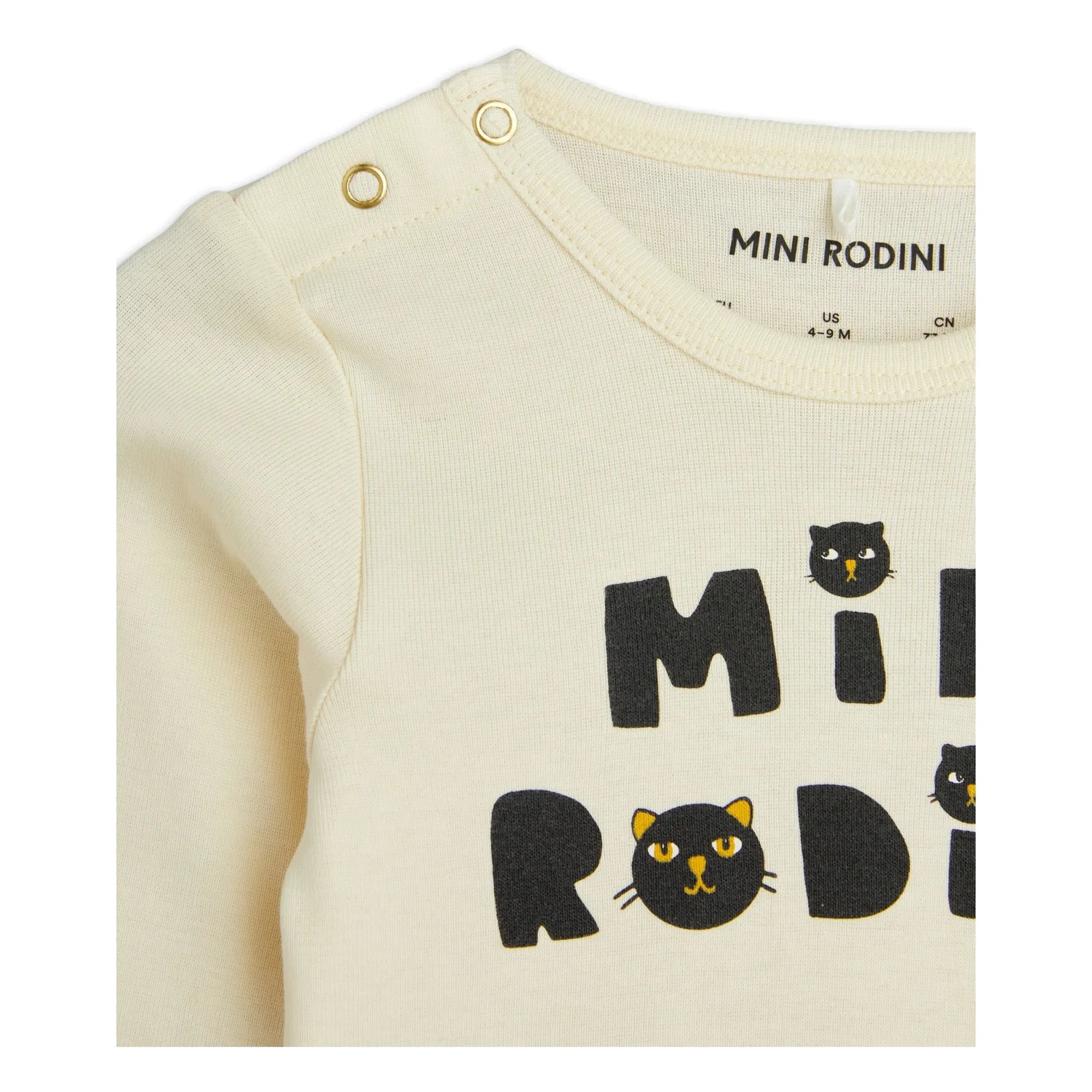 Mini Rodini - Katze Body, Jogger & Hut Set aus Bio-Baumwolle | Ecru