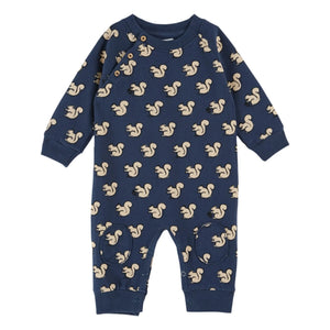 Emile et Ida - Squirrels Organic Cotton Fleece Jumpsuit | Night Blue