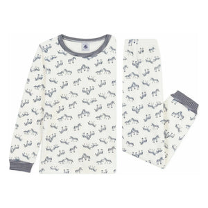 Petit Bateau - Zebra organik pamuk pijama | Ecru