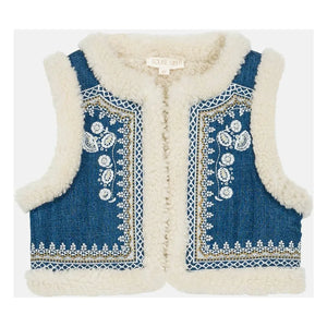 Louise Misha - Reversible Sleeveless Faux Fur Jacket Librana | Denim Blue