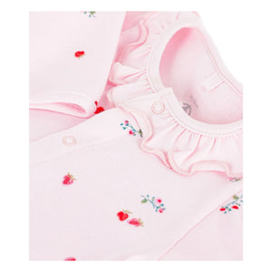 Petit Bateau - Pijama Dors Bien Çiçekli Organik Pamuk | Pembe