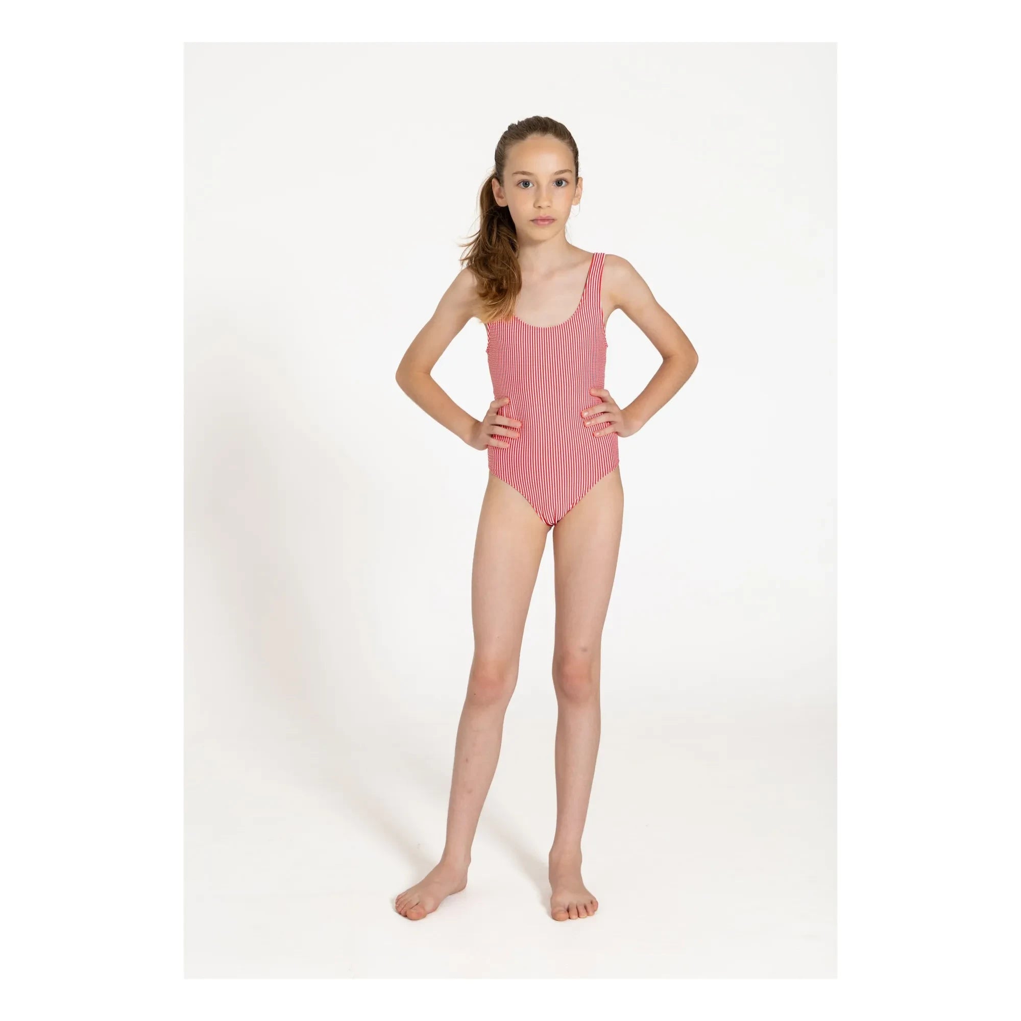 Smallable Kid - Salma Striped Swimsuit | Cherry Red