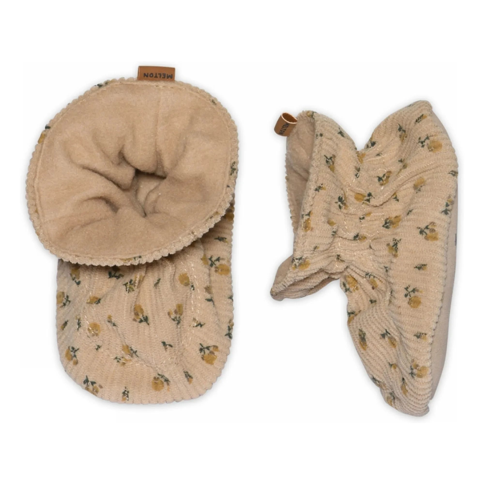 Melton - Blumen-Hausschuhe | Braun