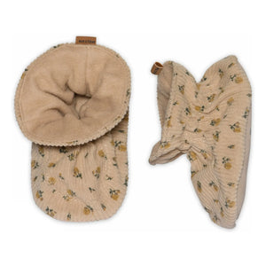 Melton - Blumen-Hausschuhe | Braun
