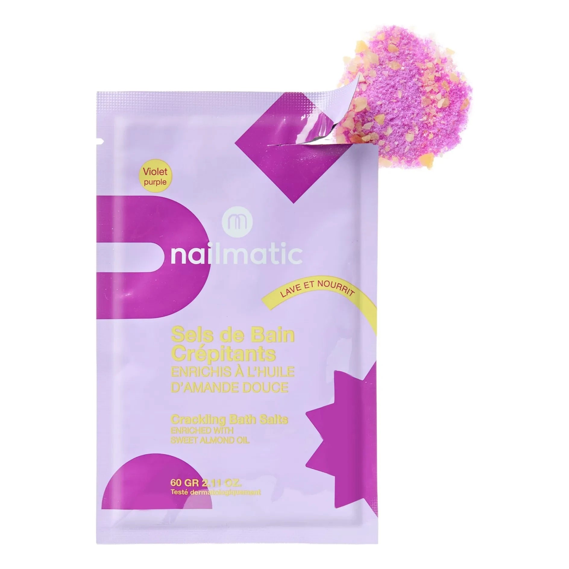 Nailmatic Kids - Renkli, çıtırdayan banyo tuzları - 60 g | Mor
