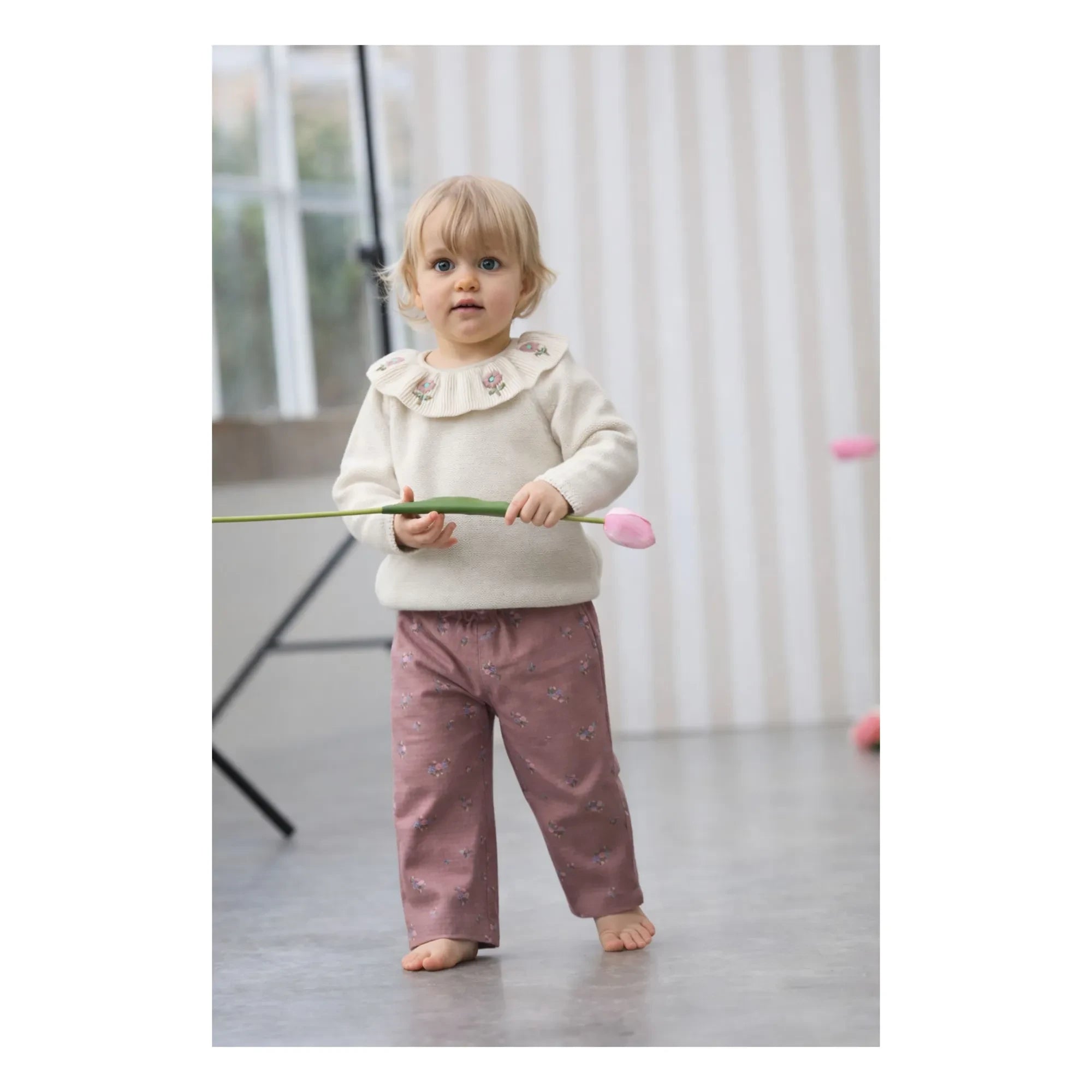 Lililotte - Paola Organische Baumwolle Hose mit Blumenmuster | Dusty Pink