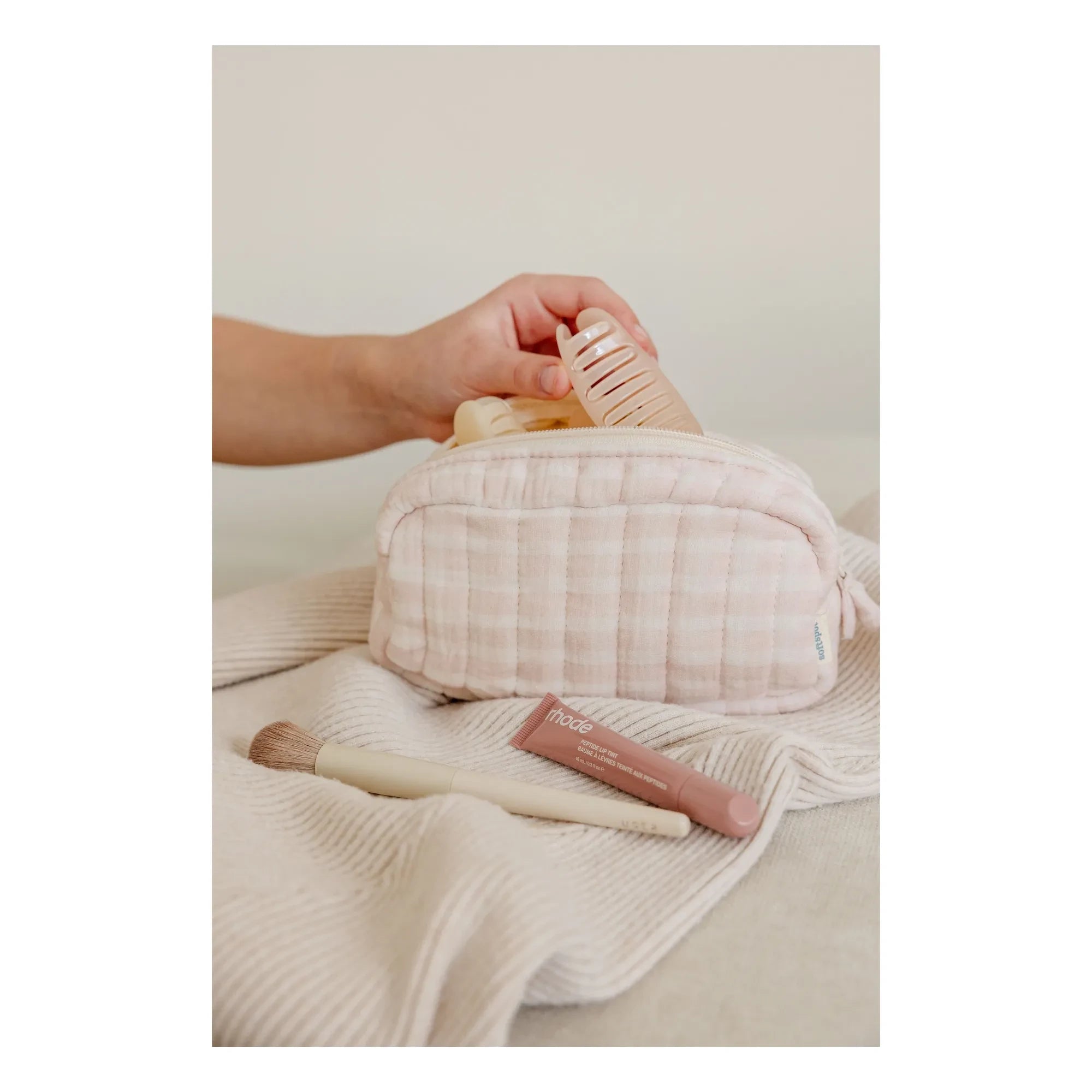 Soft Spot - Organik pamuklu gül suyulu makyaj çantası | Açık Pembe