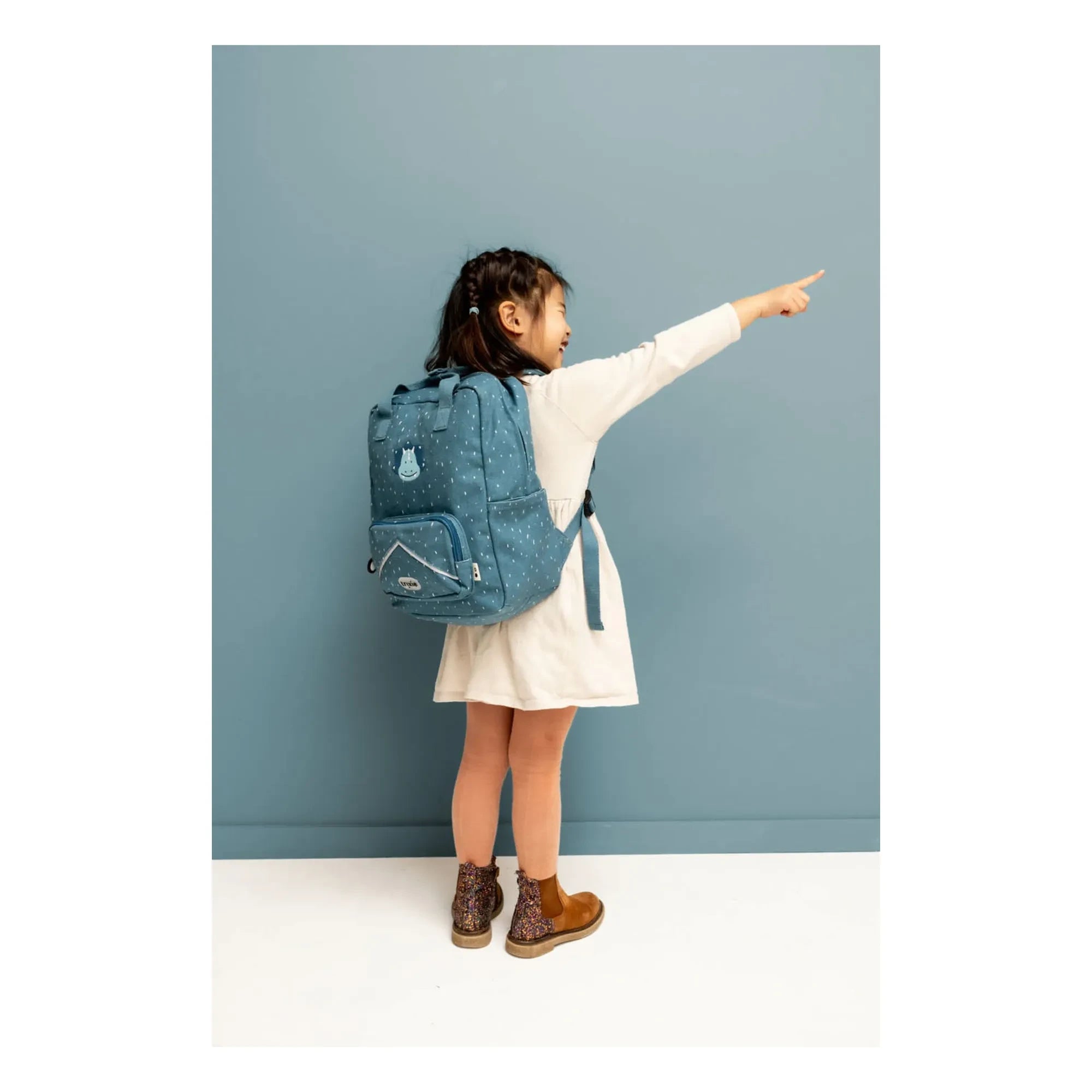 Trixie - Mr. Triceratops Large Backpack | Grey Blue