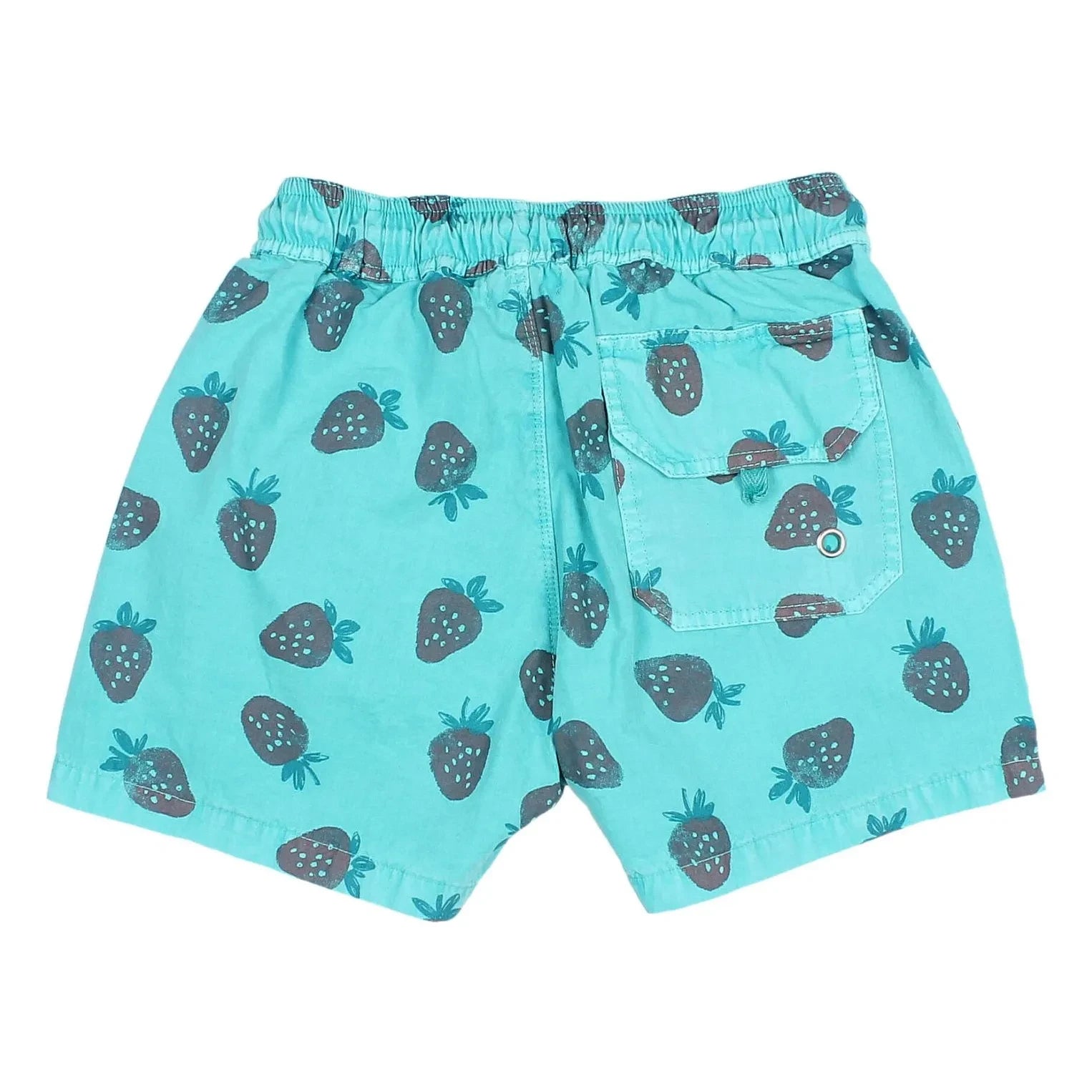 Búho - Erdbeer Popeline Bio-Baumwoll-Badeshorts | Türkis