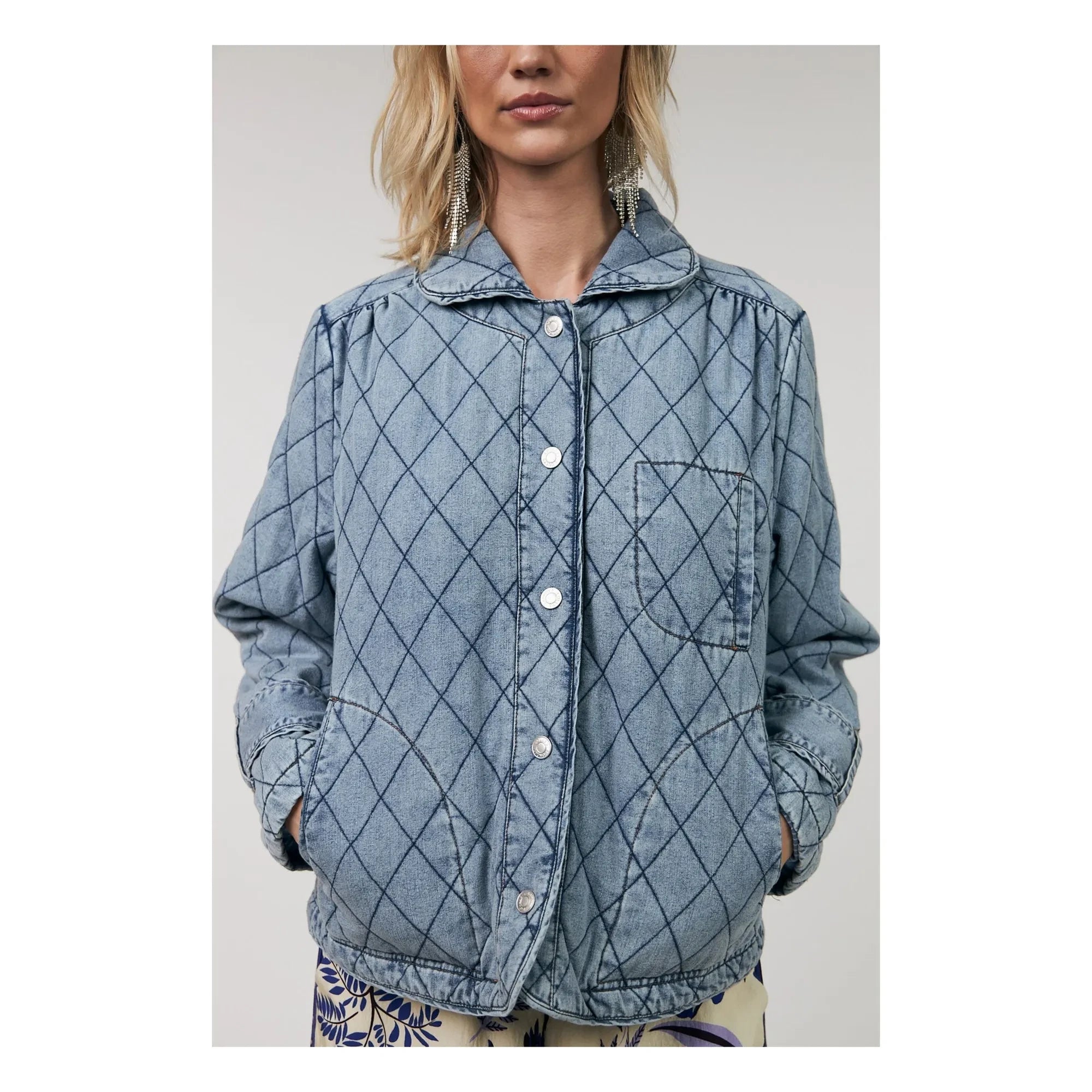 Lollys Laundry - Viola Kapitone Pamuk Ceket | Denim mavisi