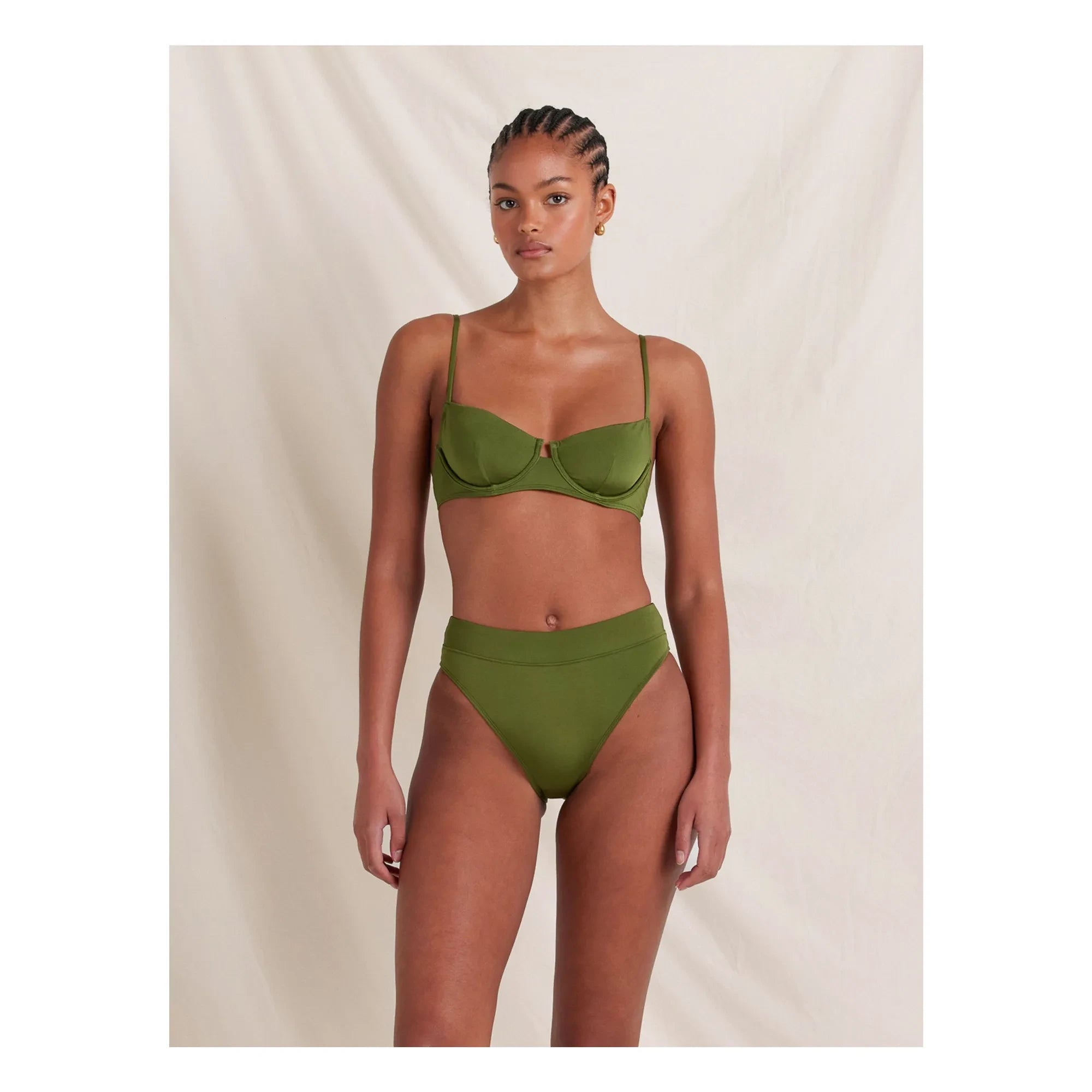 Peony - Olivine Jersey-Top aus recycelten Fasern | Olivgrün