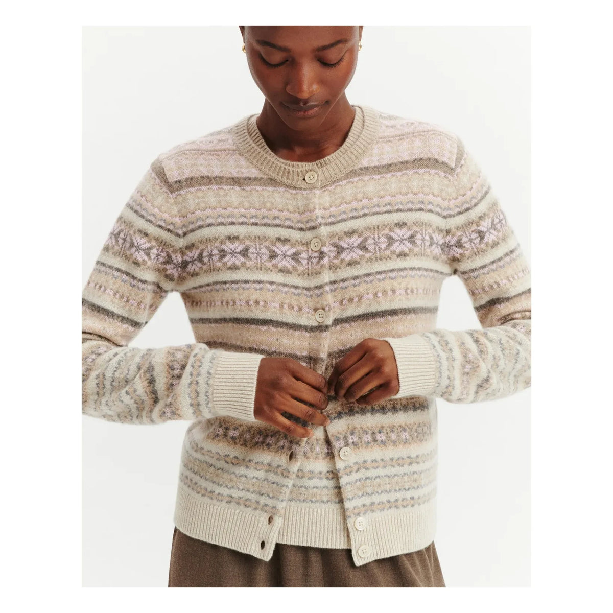 Bompard - Fair Isle Kaschmir-Cardigan | Rose Quartz