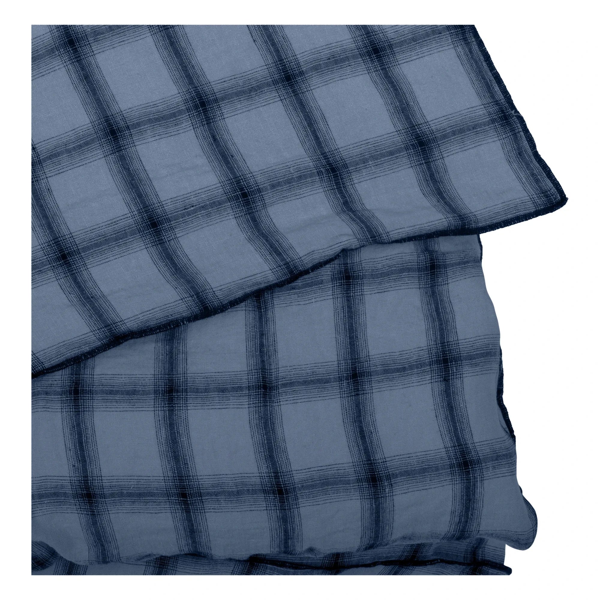 Le Monde Sauvage - Highland Washed Linen Duvet Cover | Night Blue