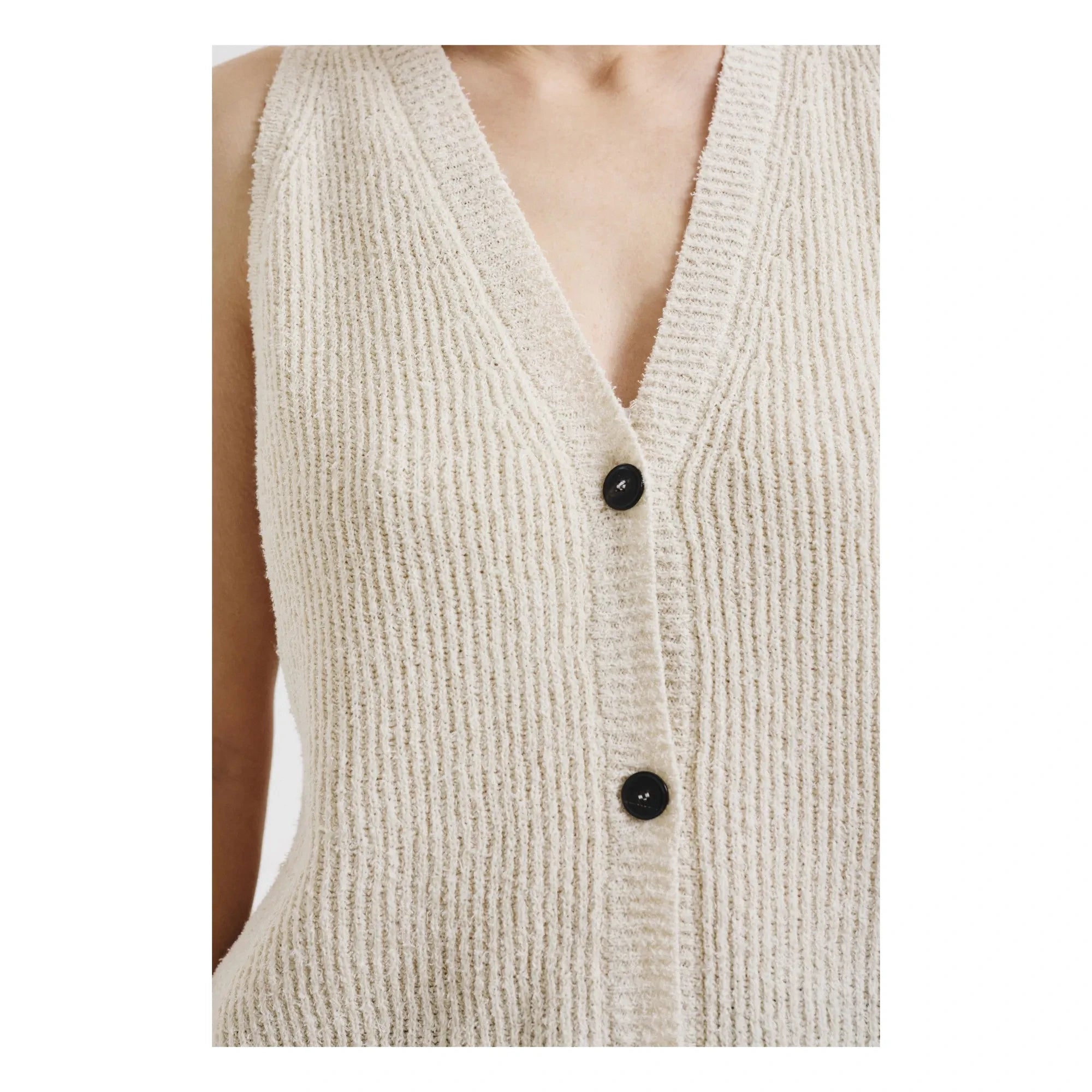 Pomandère - Knitted cardigan in cotton and linen | Cream