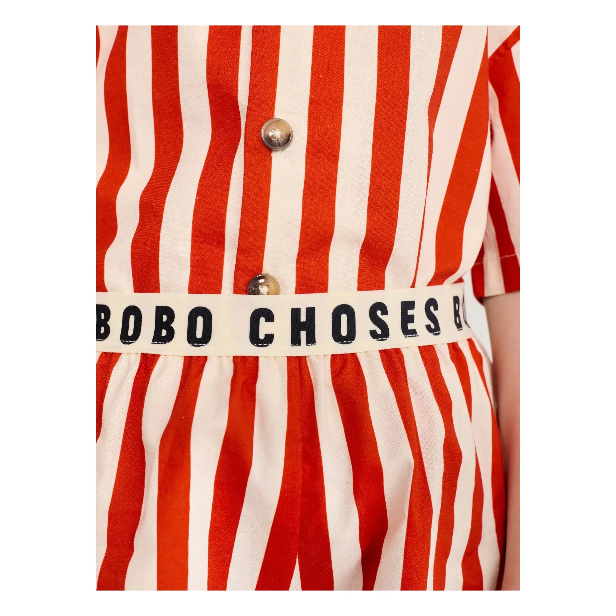 Bobo Choses - Çizgili Organik Pamuklu Gömlek ve Şort Seti | Kırmızı