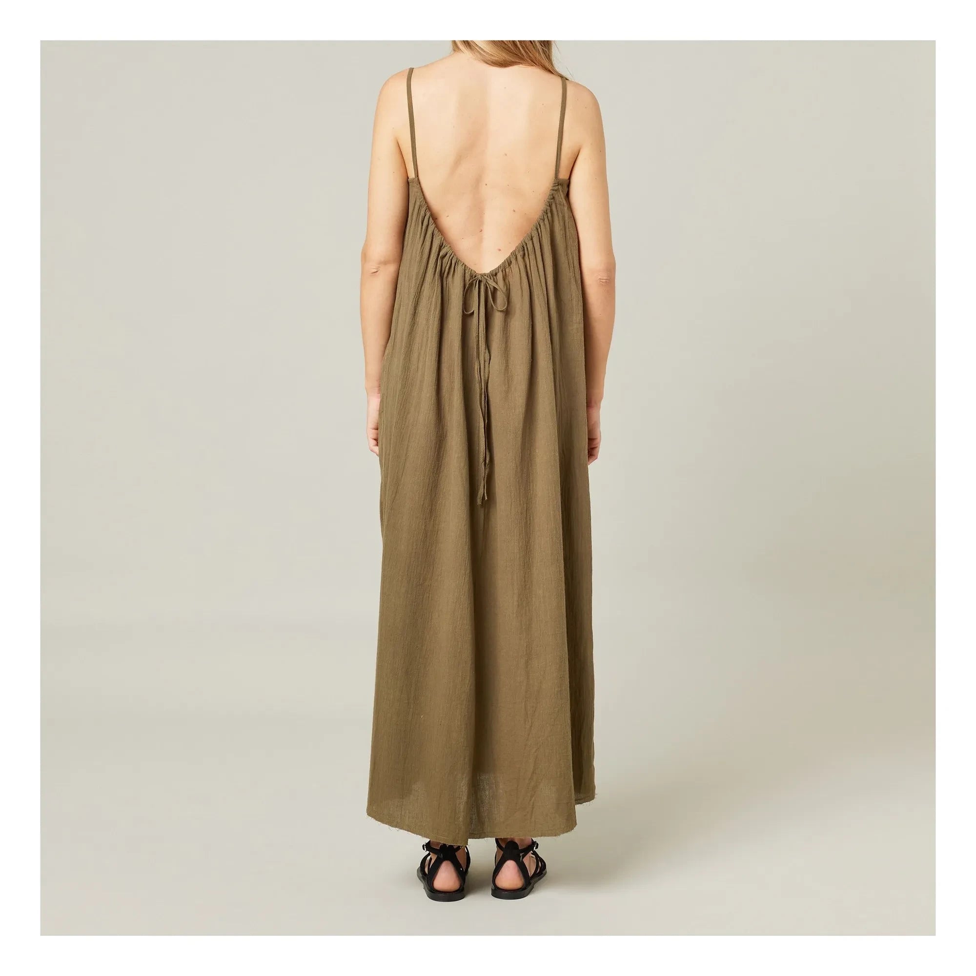 Maison Saint Julien - Palm Beach Kleid aus Baumwollgaze | Khaki