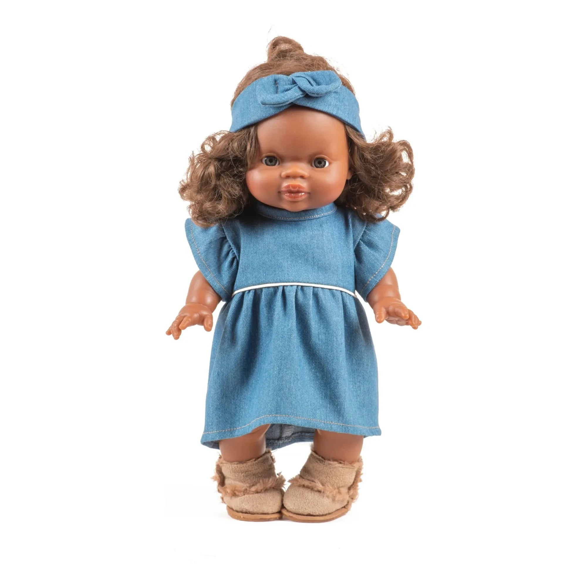 Minikane - Vestiaire Doll Clothing - Daisy Dress and Cotton Fleece Headband | Denim