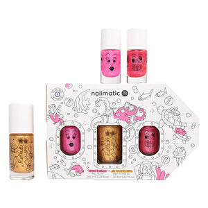 Nailmatic Kids - Nagellack-Set (2er) und Körper-Roll-on Exploration | Fuchsia